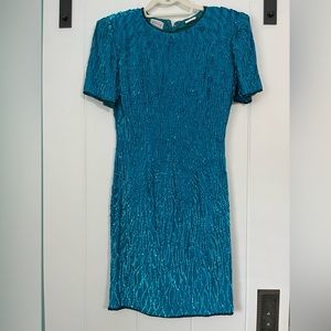 Vintage Stenay Sequins Beaded Party Cocktail Dress